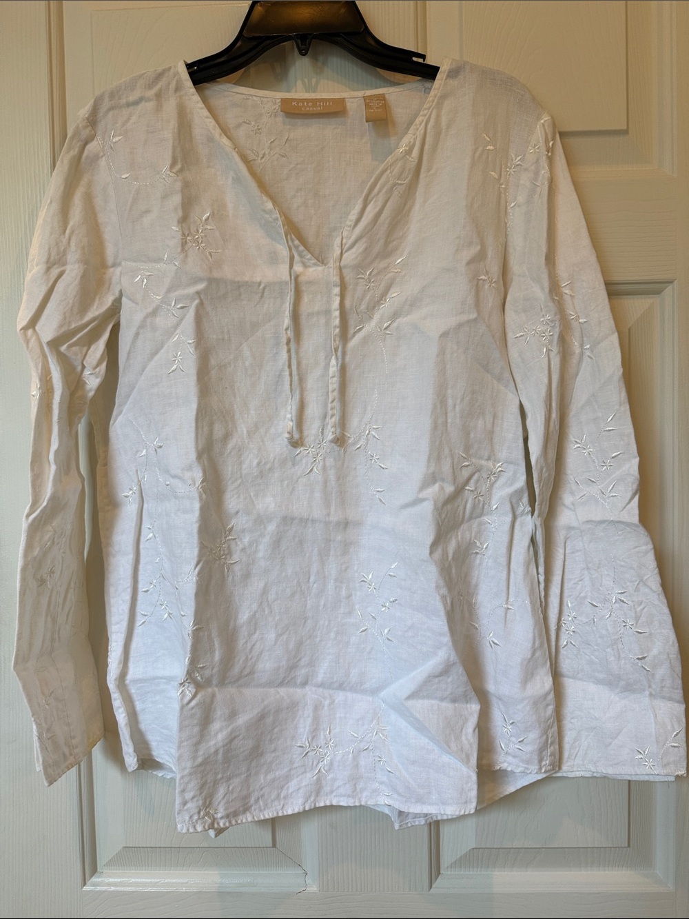 Kate Hill White Embroidered Linen Tunic